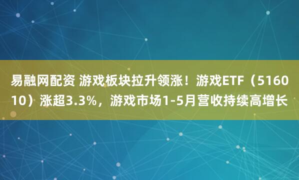 易融网配资 游戏板块拉升领涨！游戏ETF（516010）涨超3.3%，游戏市场1-5月营收持续高增长